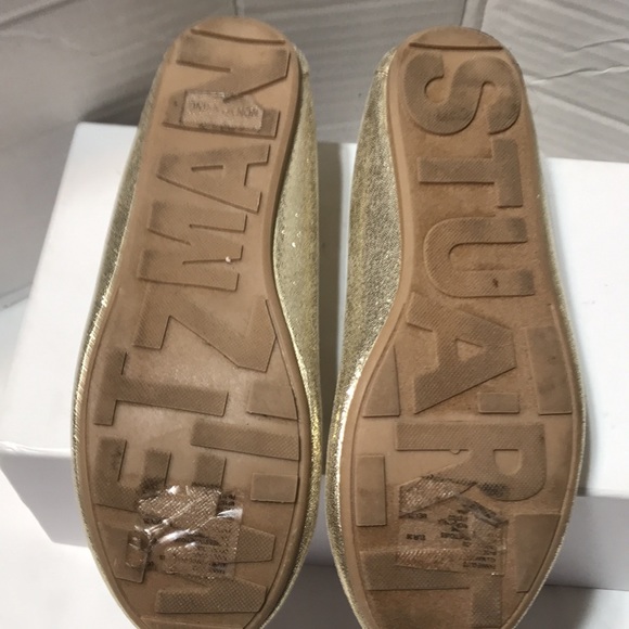 Stuart Weitzman man made champagne gold flats with crystals bow - Picture 5 of 5